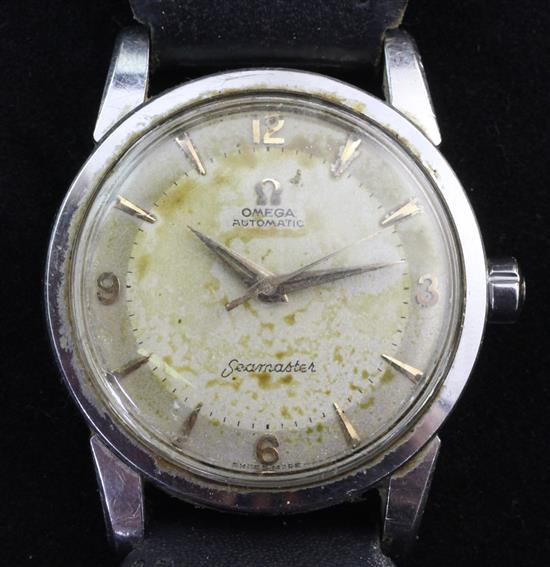 A gentlemans mid 1950s stainless steel Omega Seamaster Automatic wrist watch,